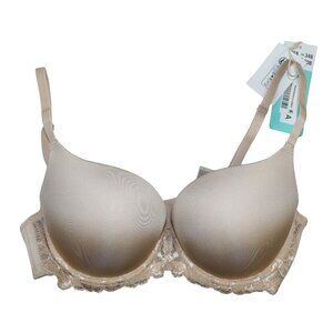 Dorina Claire Lace Detail Underwire Spport Push-Up Women's Demi Bra 34B NWT Nude